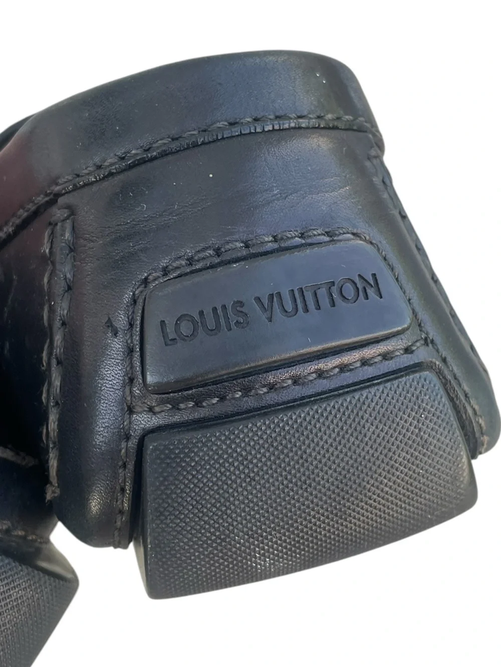 *AUTHENTIC* Louis Vuitton Black Leather Driving Loafers, Size 10.5, COA in photo
